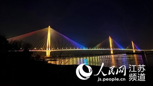 南京江心洲長江大橋夜景照明工程完成調試